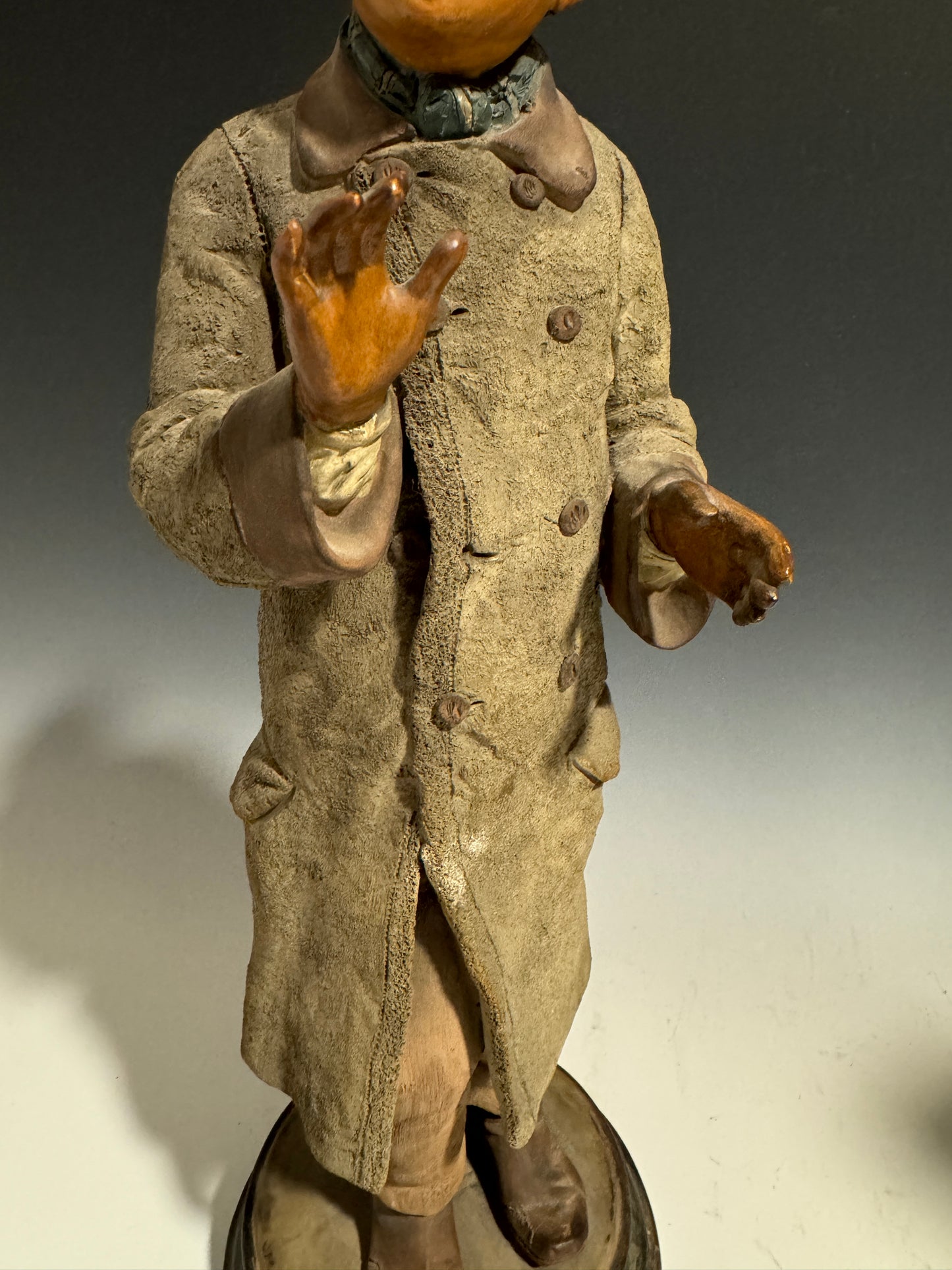 Very Rare Pair of Painted Terracotta / Pottery Figures Jewish Fur Traders c1900