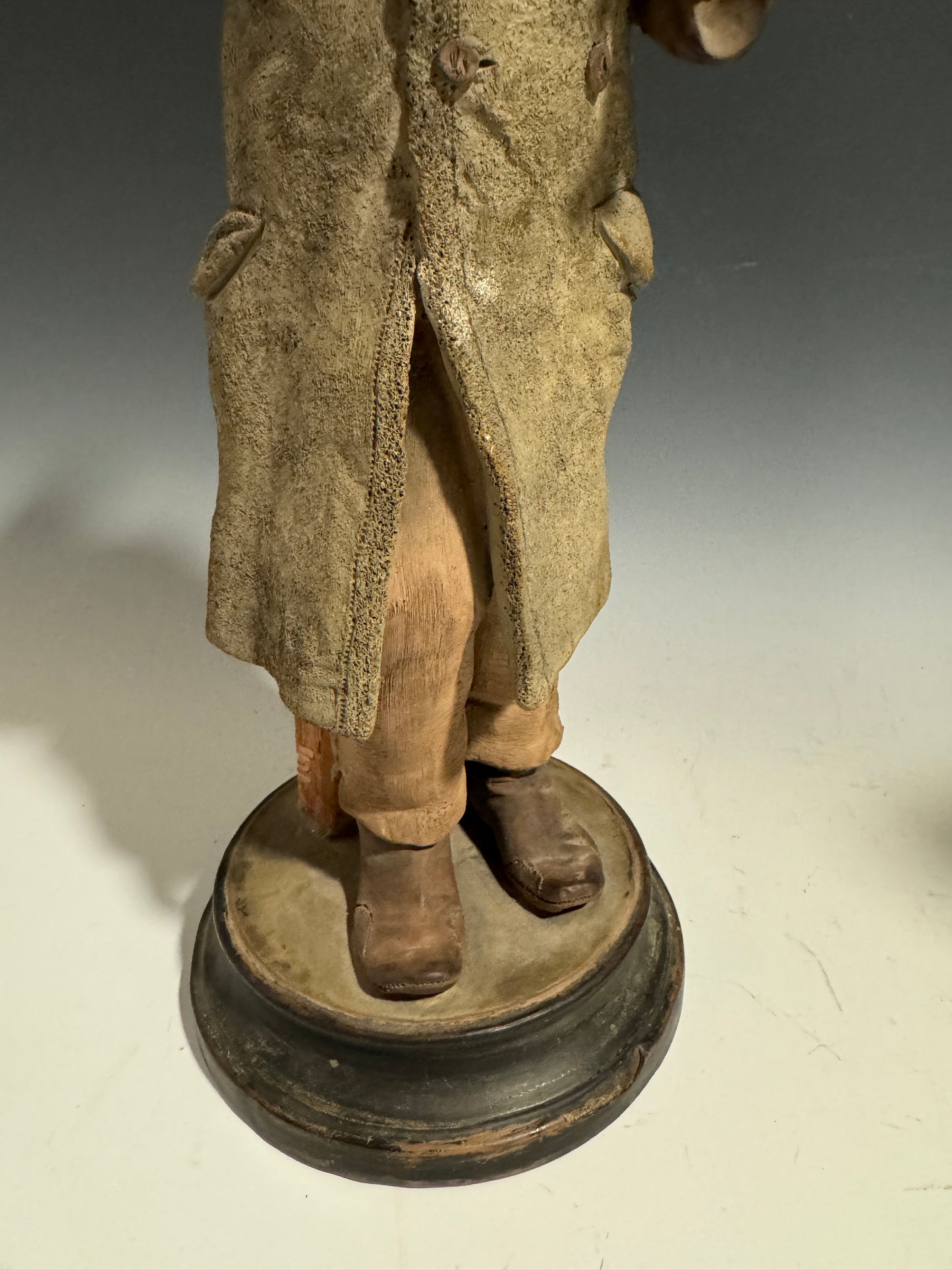 Very Rare Pair of Painted Terracotta / Pottery Figures Jewish Fur Traders c1900