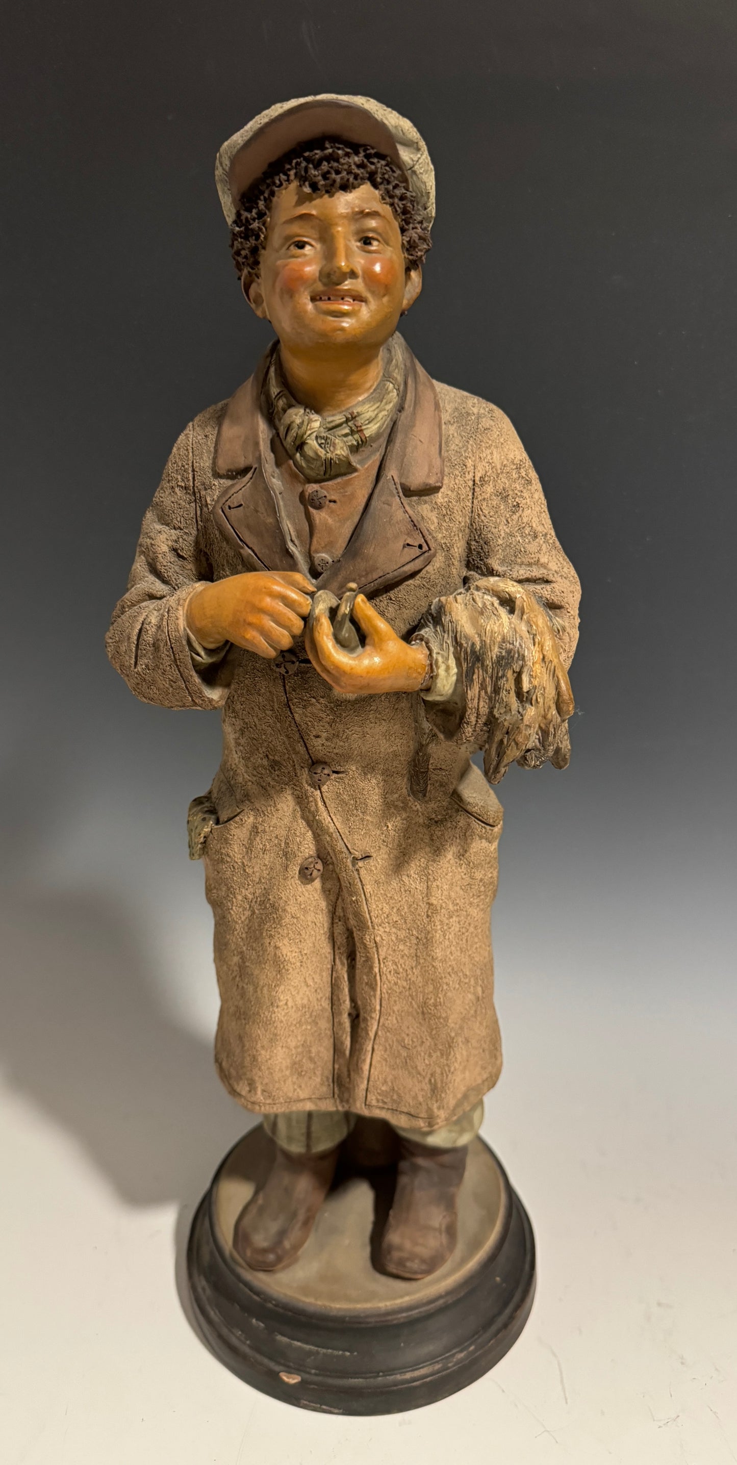 Very Rare Pair of Painted Terracotta / Pottery Figures Jewish Fur Traders c1900