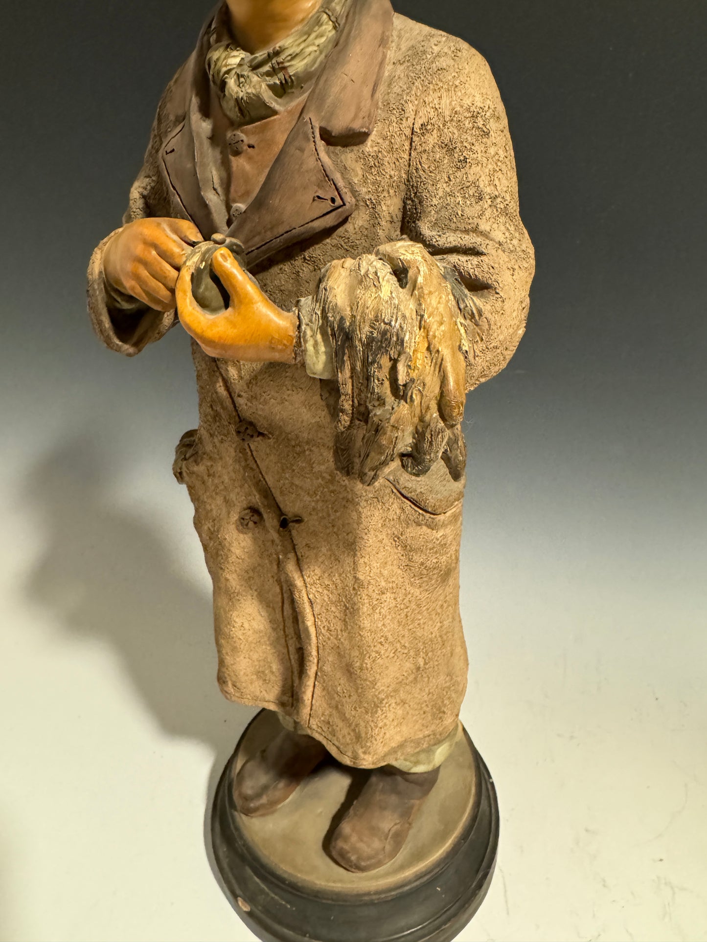 Very Rare Pair of Painted Terracotta / Pottery Figures Jewish Fur Traders c1900