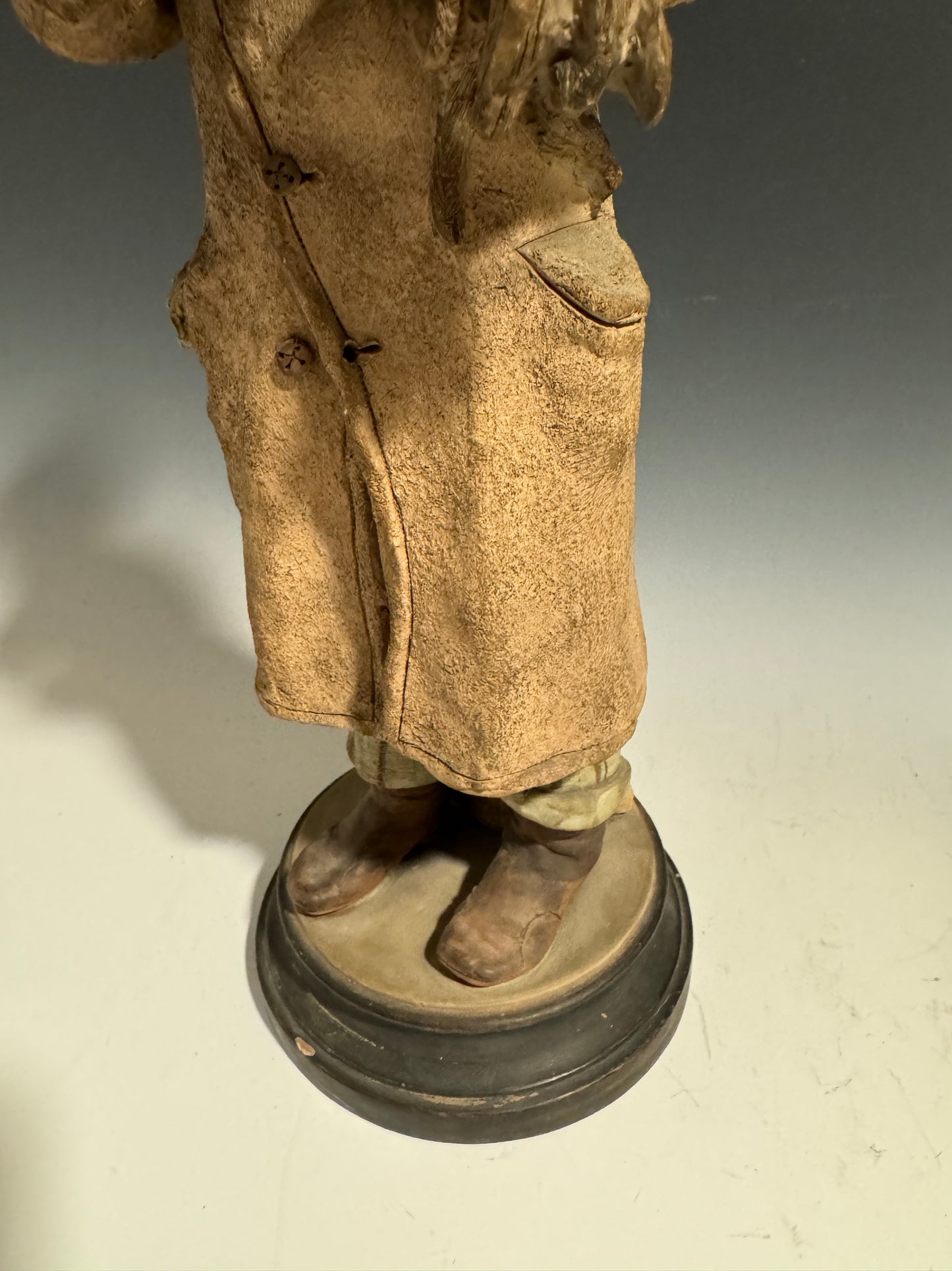 Very Rare Pair of Painted Terracotta / Pottery Figures Jewish Fur Traders c1900