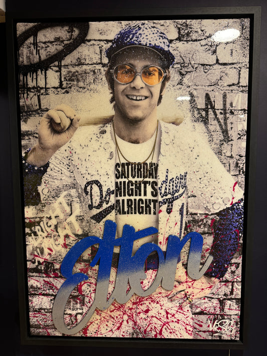Mr Sly Original Large Signed Mixed Media on Canvas Elton John (cost £4995)