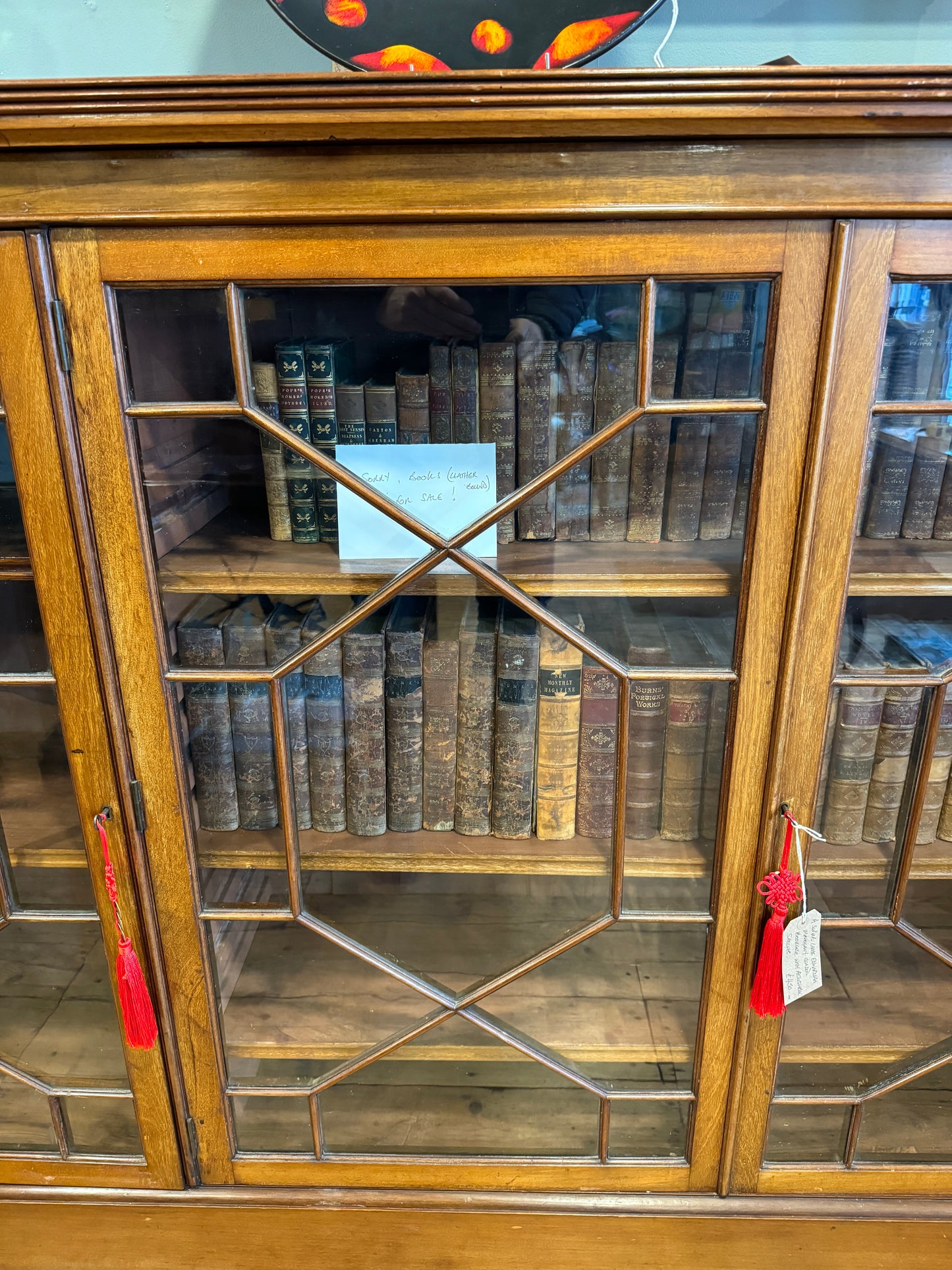 Large Antique Edwardian Glazed Triple Door Bookcase