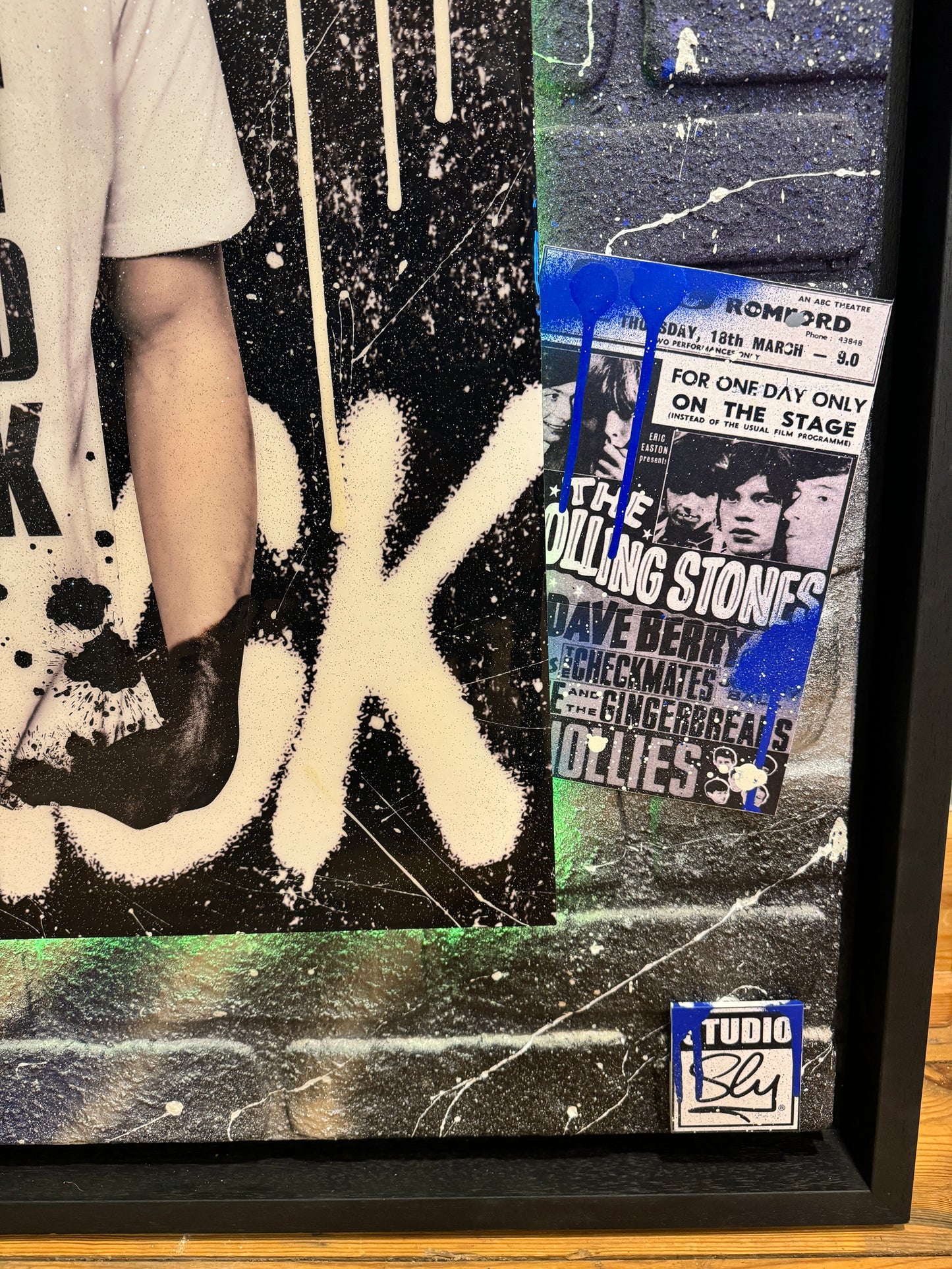 Mr Sly Original Large Signed Mixed Media Paint it Black Mick Jagger Portrait