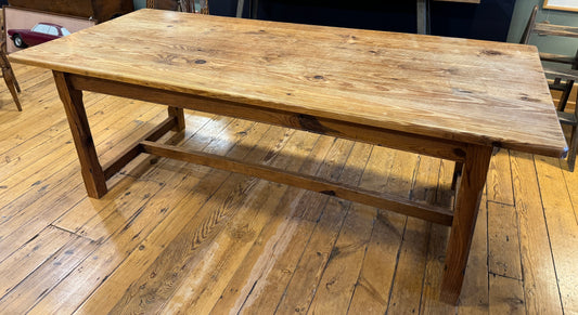 Large Antique Pitch Pine Refectory Dining Kitchen Table 8 Eight Seater