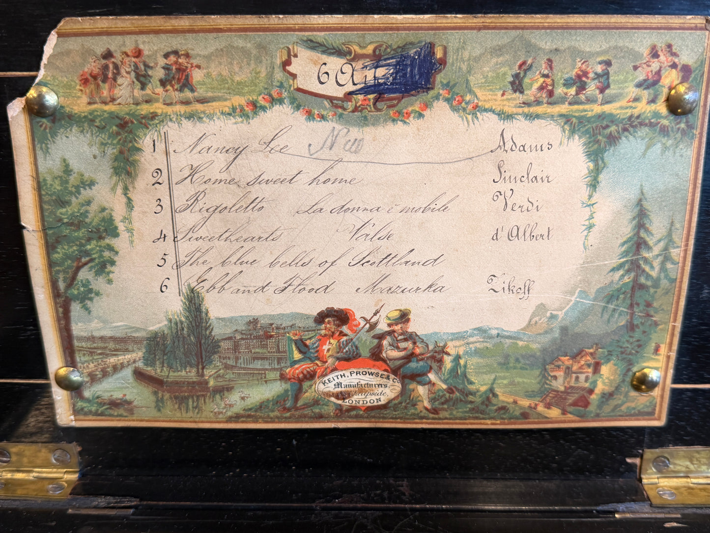 A Late 19th Century Swiss Music Box Playing 6 Airs