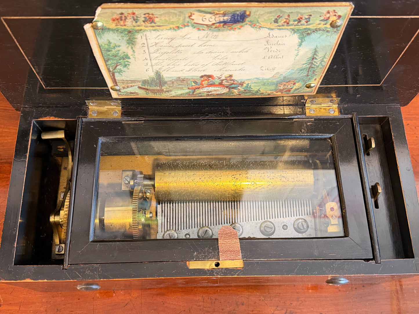 A Late 19th Century Swiss Music Box Playing 6 Airs