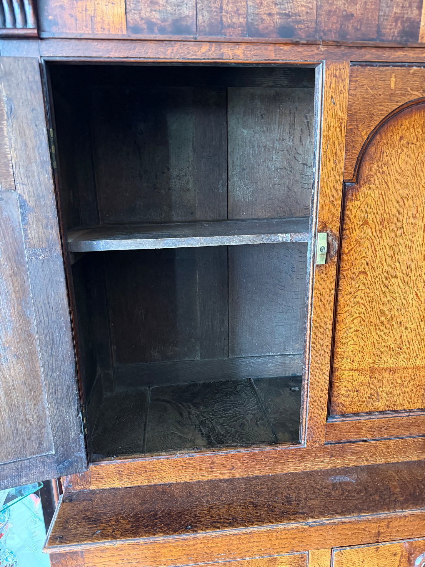 Superb Antique 18th Century Welsh Oak Cwpwrdd Deuddarn Cupboard / Dresser 2 Part