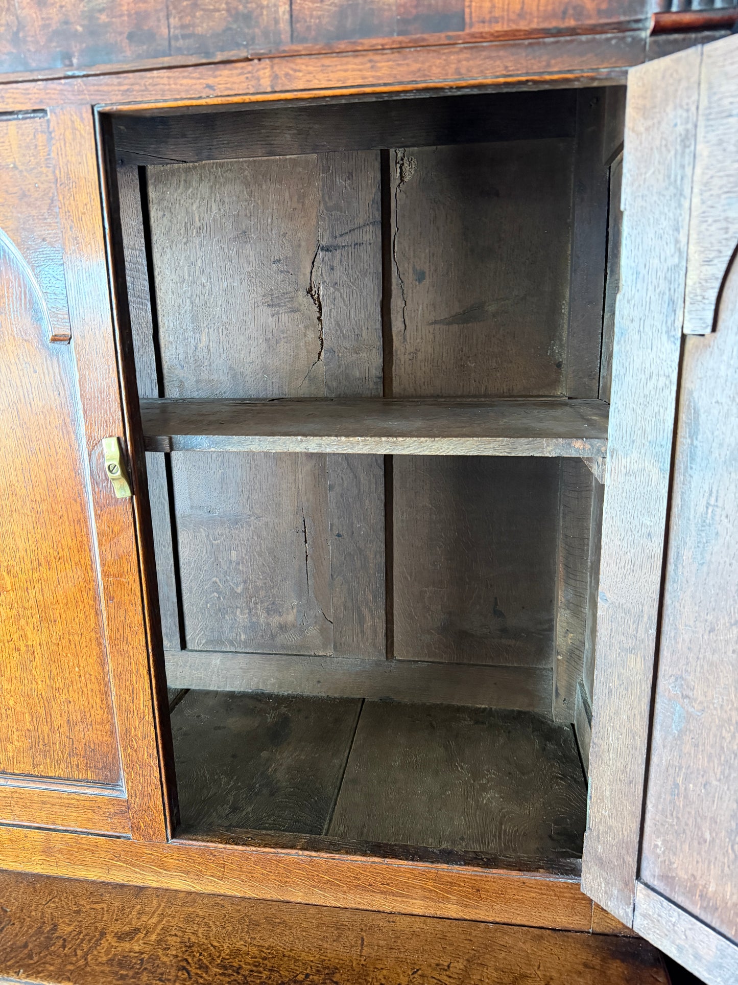 Superb Antique 18th Century Welsh Oak Cwpwrdd Deuddarn Cupboard / Dresser 2 Part