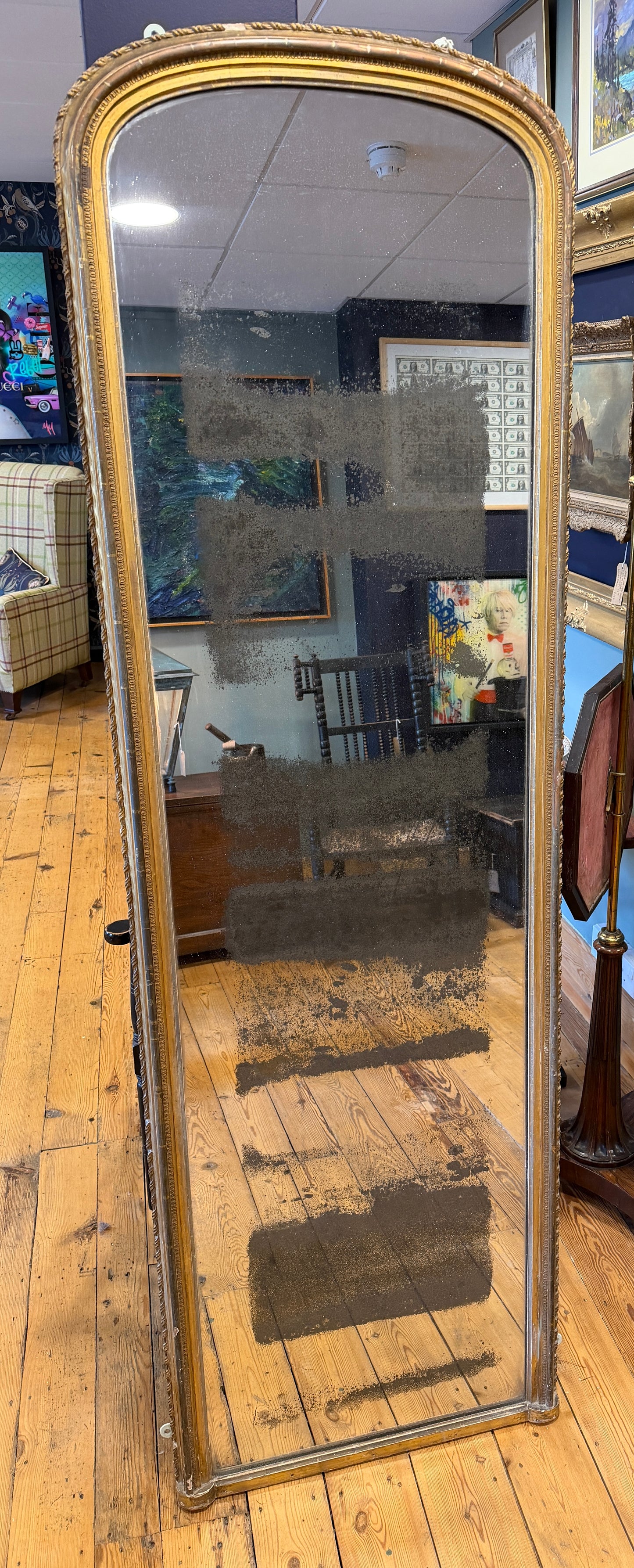 Stunning Large Antique Victorian Gilt Framed Dressing Mirror 2 Metres Tall