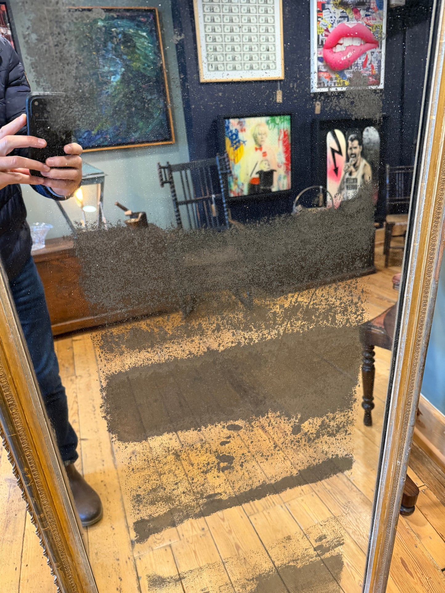 Stunning Large Antique Victorian Gilt Framed Dressing Mirror 2 Metres Tall