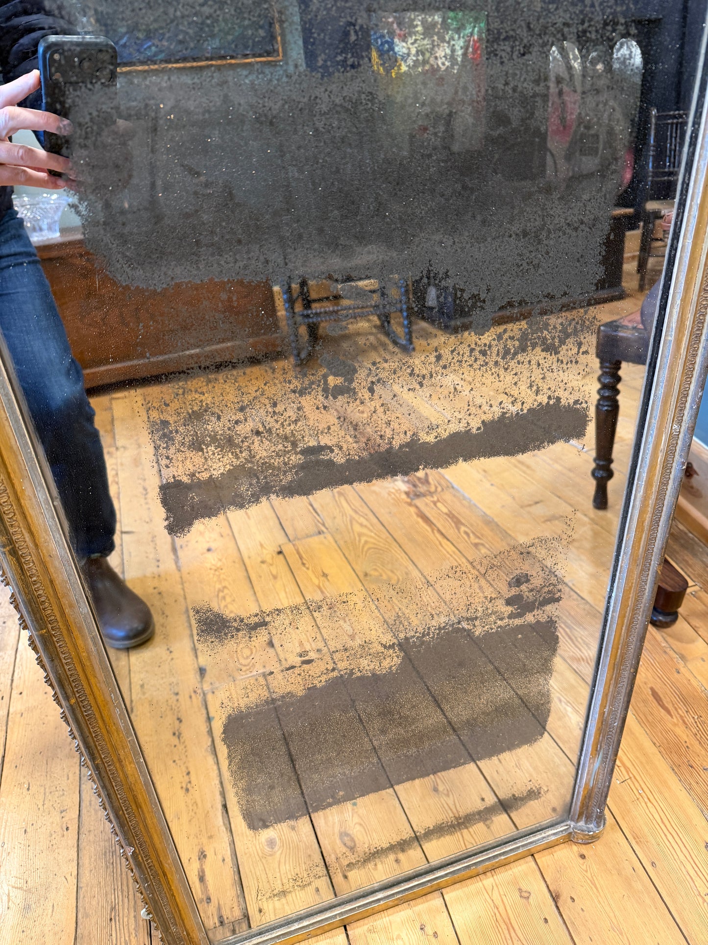 Stunning Large Antique Victorian Gilt Framed Dressing Mirror 2 Metres Tall