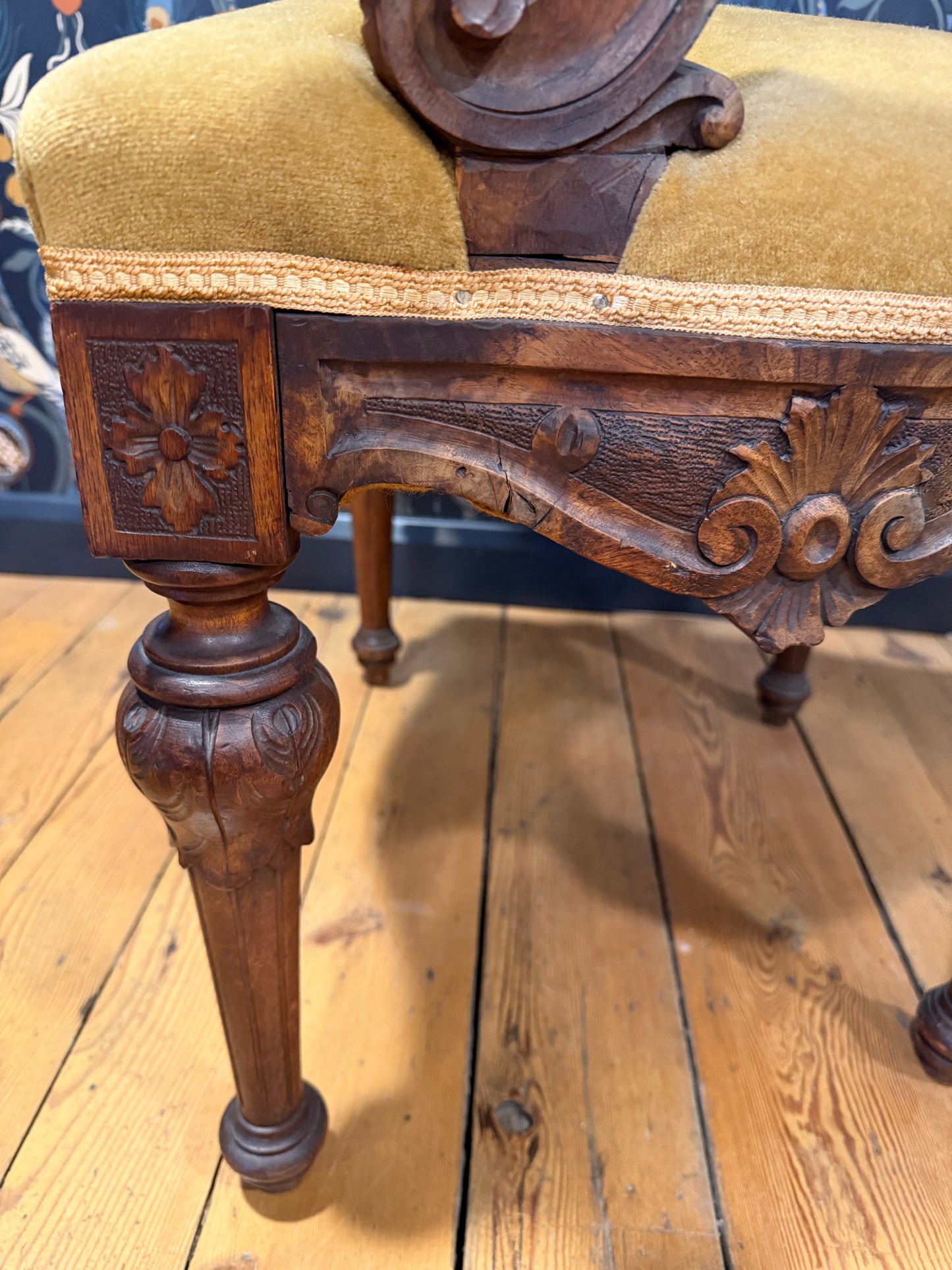 Fabulous Rare Antique 19th Century Carved Walnut Dolphin Armchair Italian ?