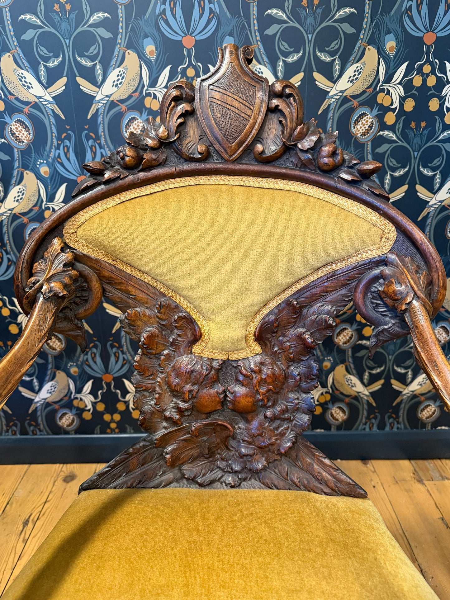 Fabulous Rare Antique 19th Century Carved Walnut Dolphin Armchair Italian ?