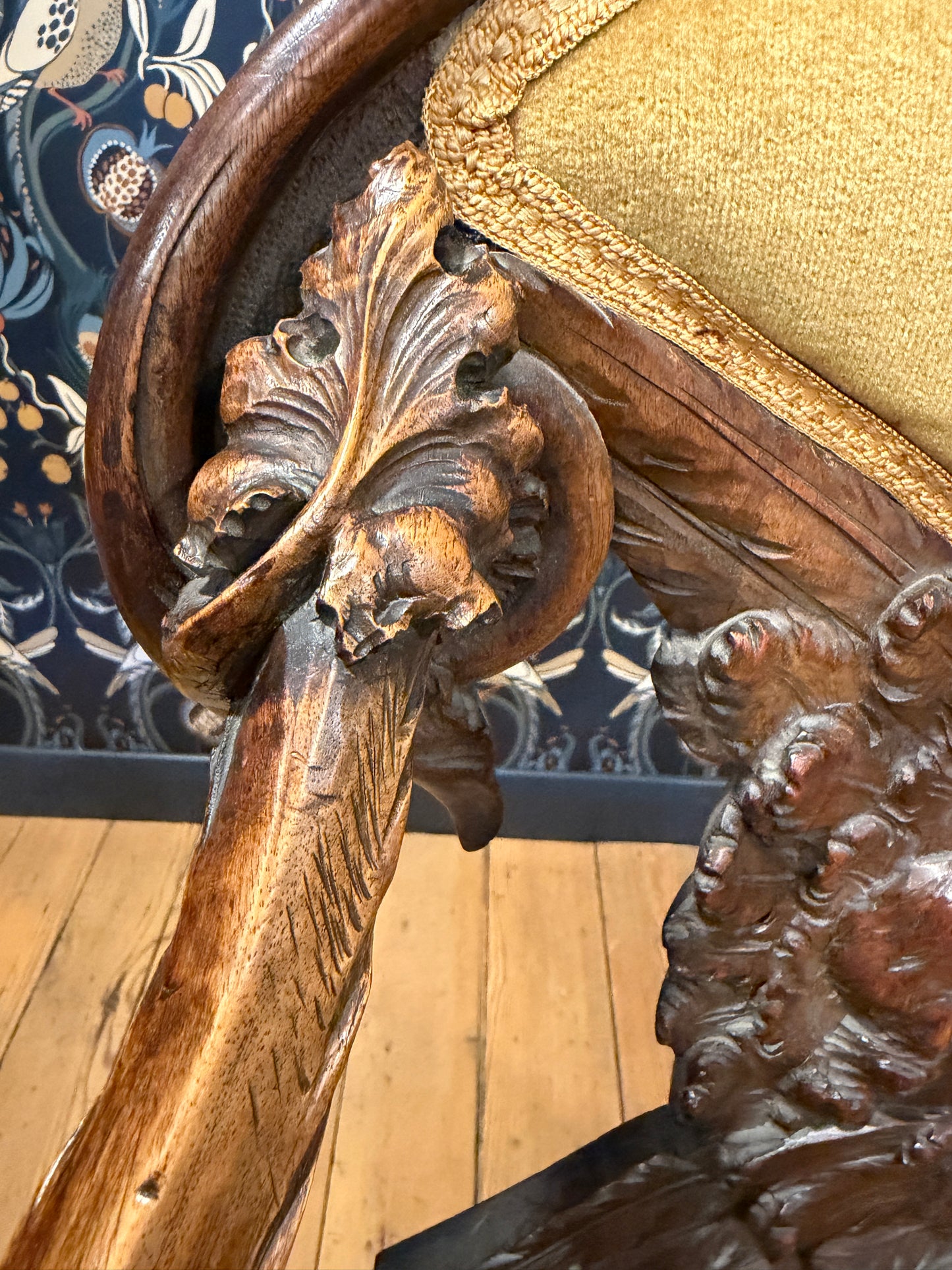 Fabulous Rare Antique 19th Century Carved Walnut Dolphin Armchair Italian ?