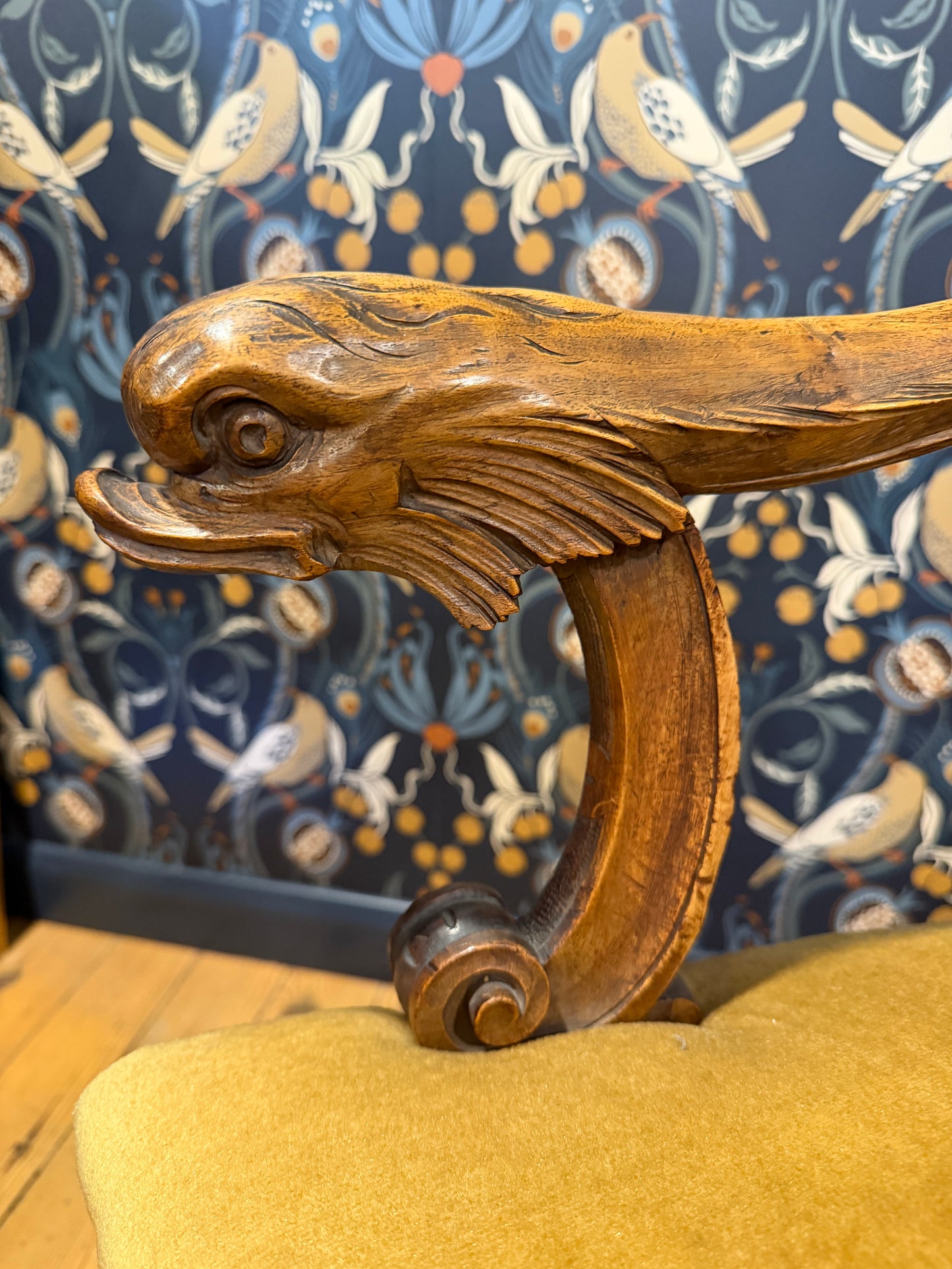 Fabulous Rare Antique 19th Century Carved Walnut Dolphin Armchair Italian ?