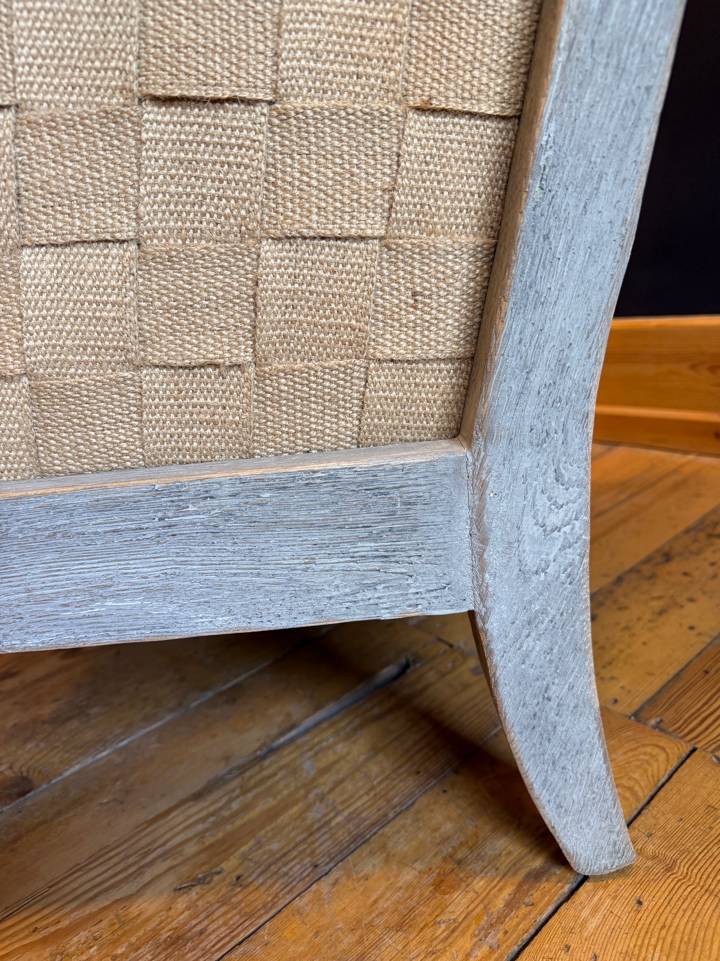 Stunning Pair Gustavian Style Deconstructed Armchairs Taupe Fabric