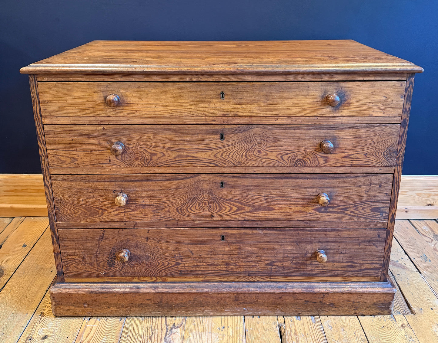 Antique Pitch Pine Plan Chest of Drawers Great Size c1900