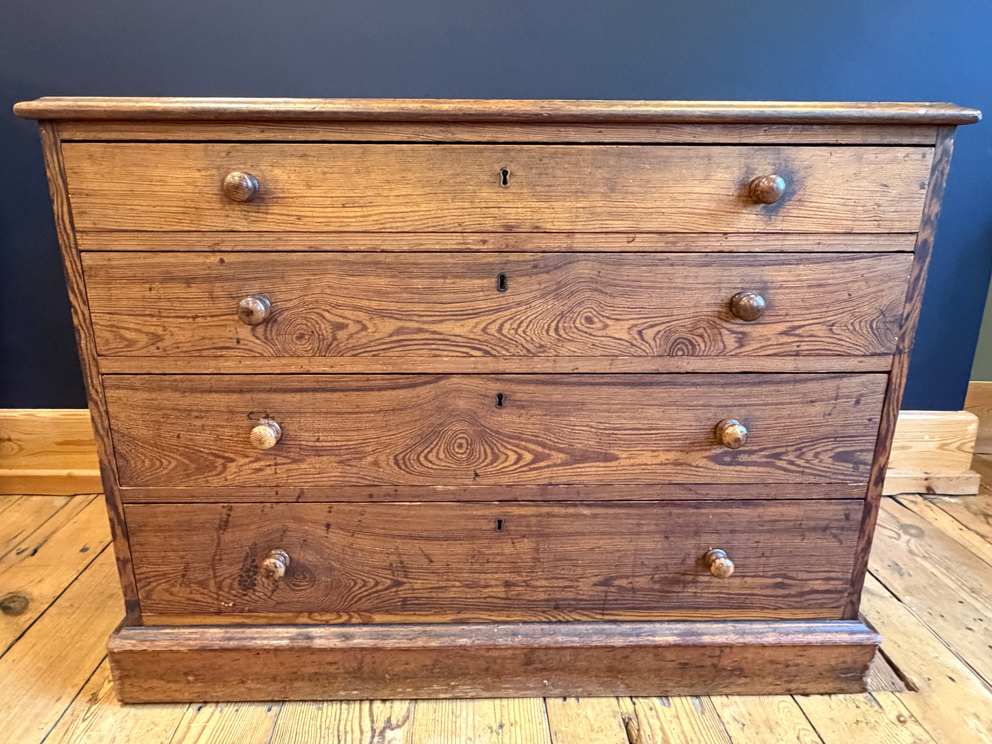 Antique Pitch Pine Plan Chest of Drawers Great Size c1900