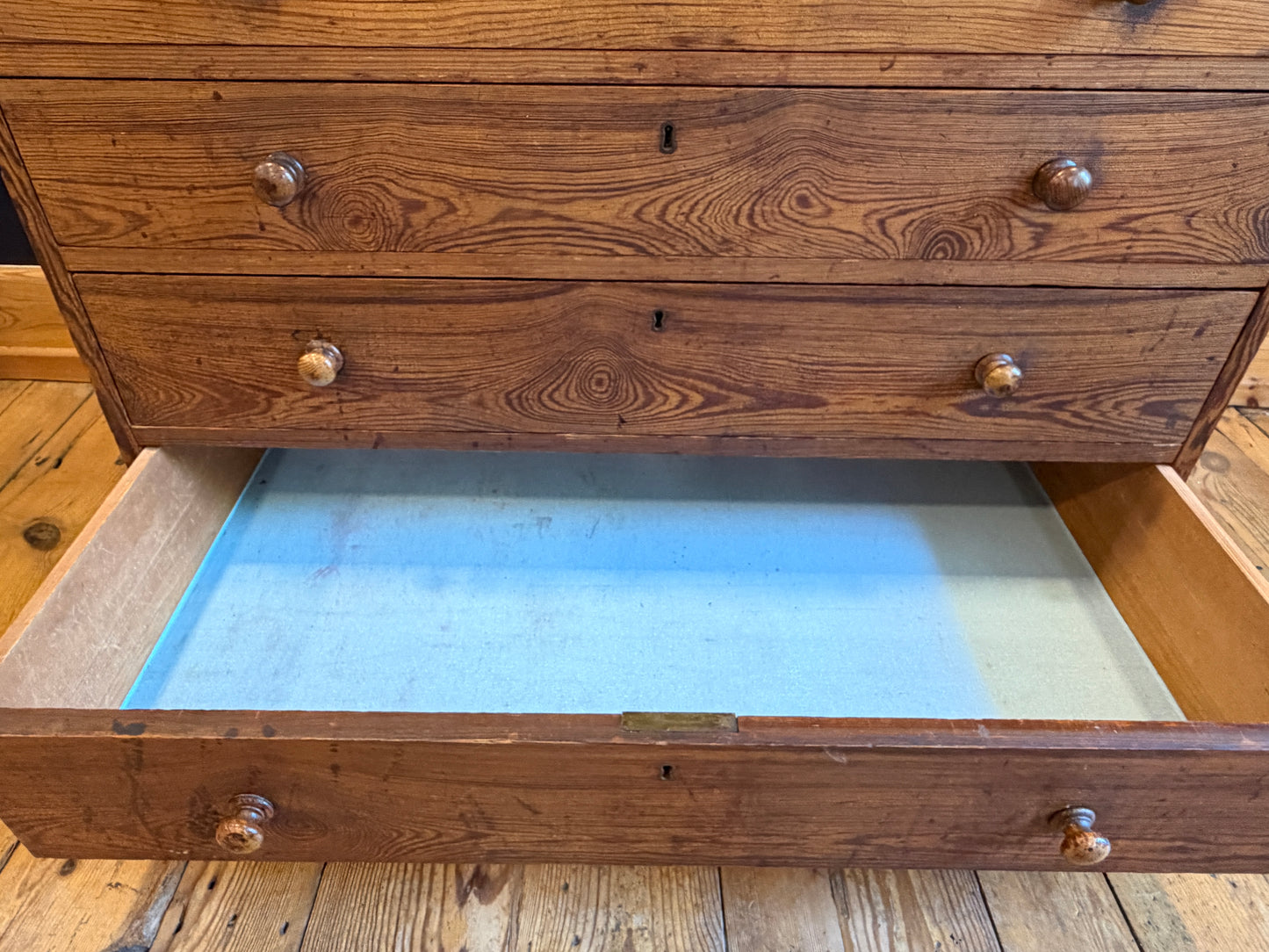 Antique Pitch Pine Plan Chest of Drawers Great Size c1900