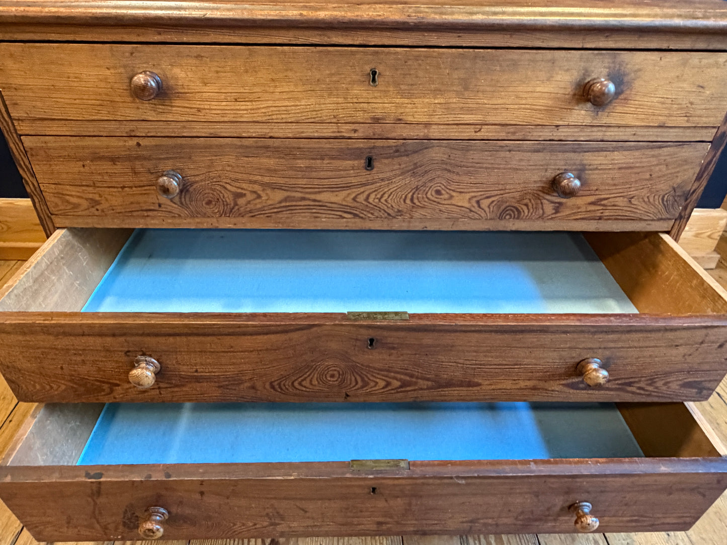 Antique Pitch Pine Plan Chest of Drawers Great Size c1900