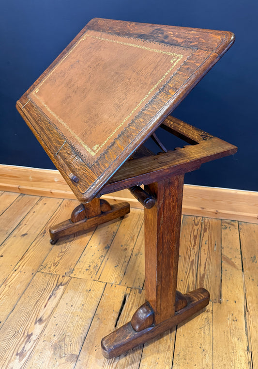 Antique 19th Century Oak Adjustable Reading Metamorphic Desk / Architects Table