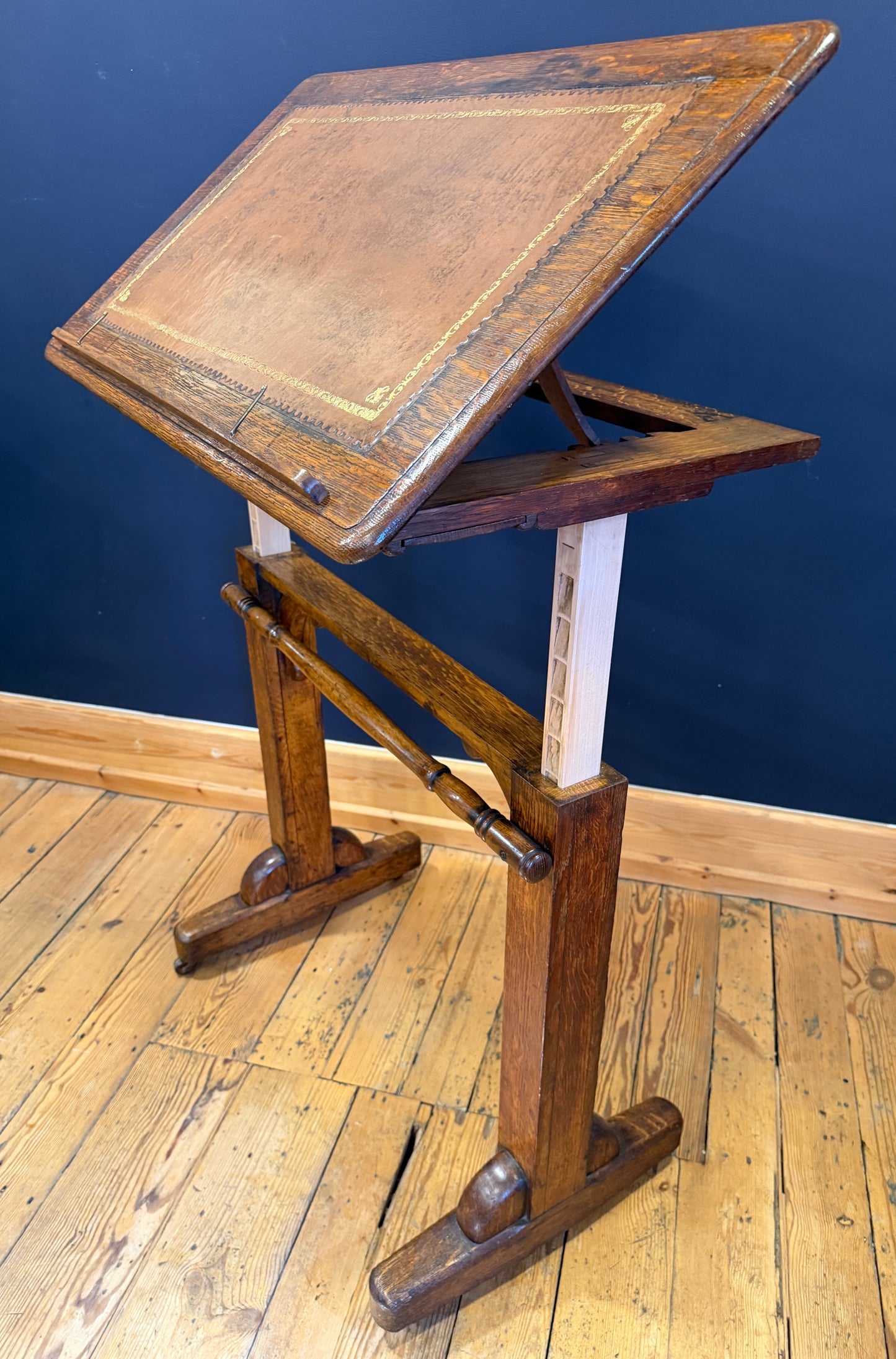 Antique 19th Century Oak Adjustable Reading Metamorphic Desk / Architects Table