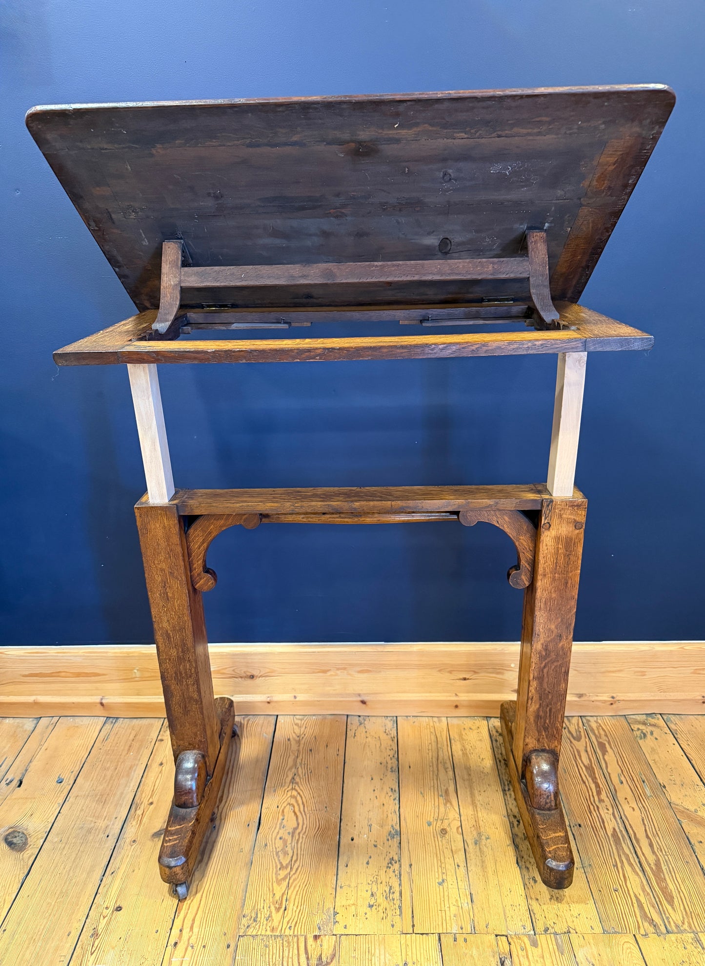 Antique 19th Century Oak Adjustable Reading Metamorphic Desk / Architects Table