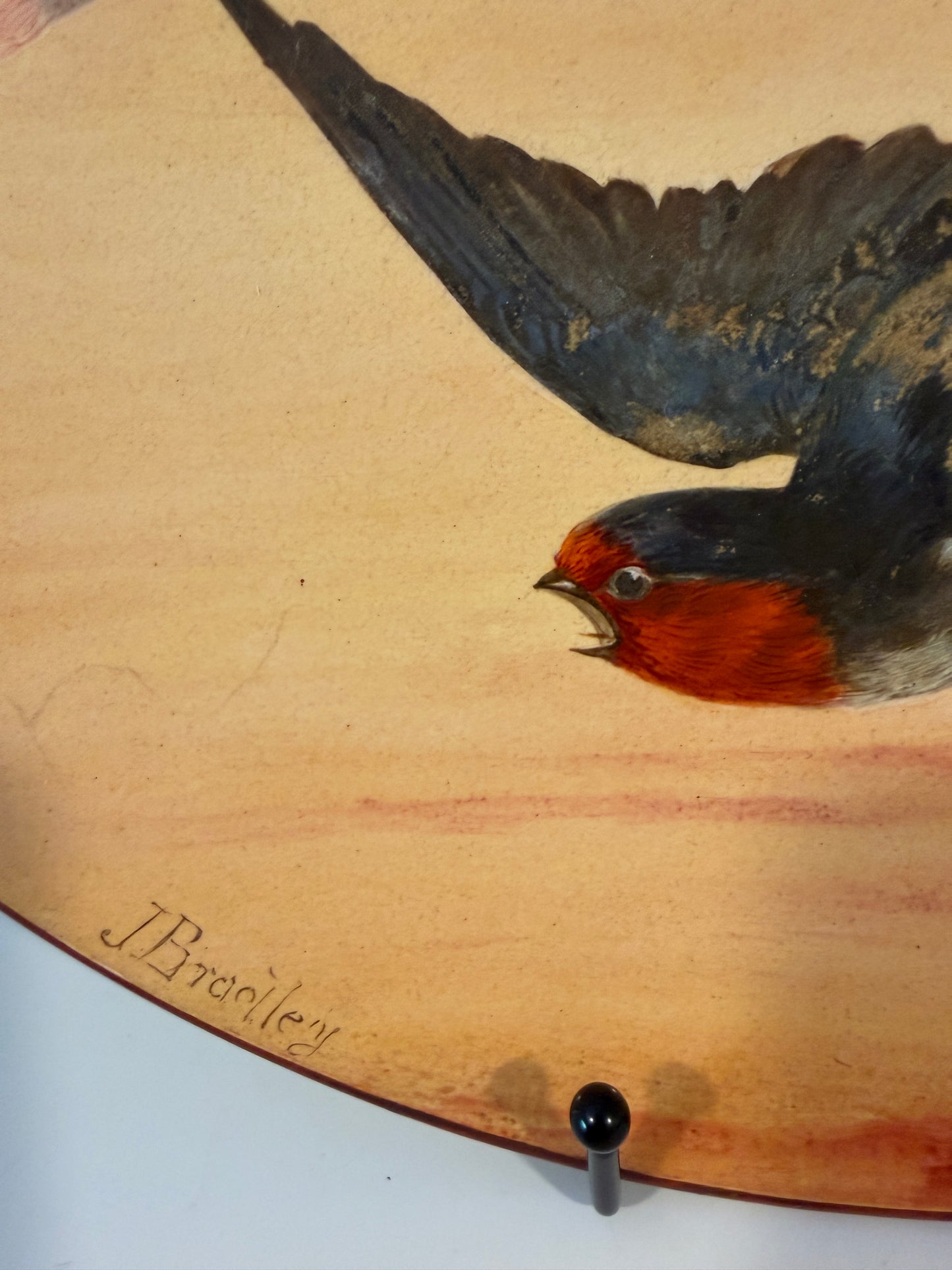 Large Royal Worcester Pottery Wall Charger Painted Swallows Signed J Bradley