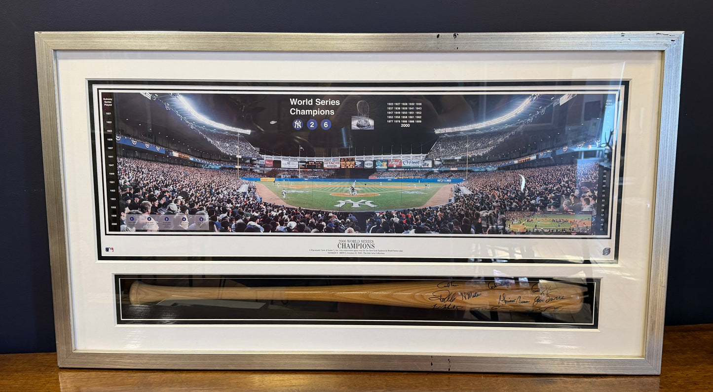 Rare Framed New York Yankees Signed Baseball Bat 2000 World Series