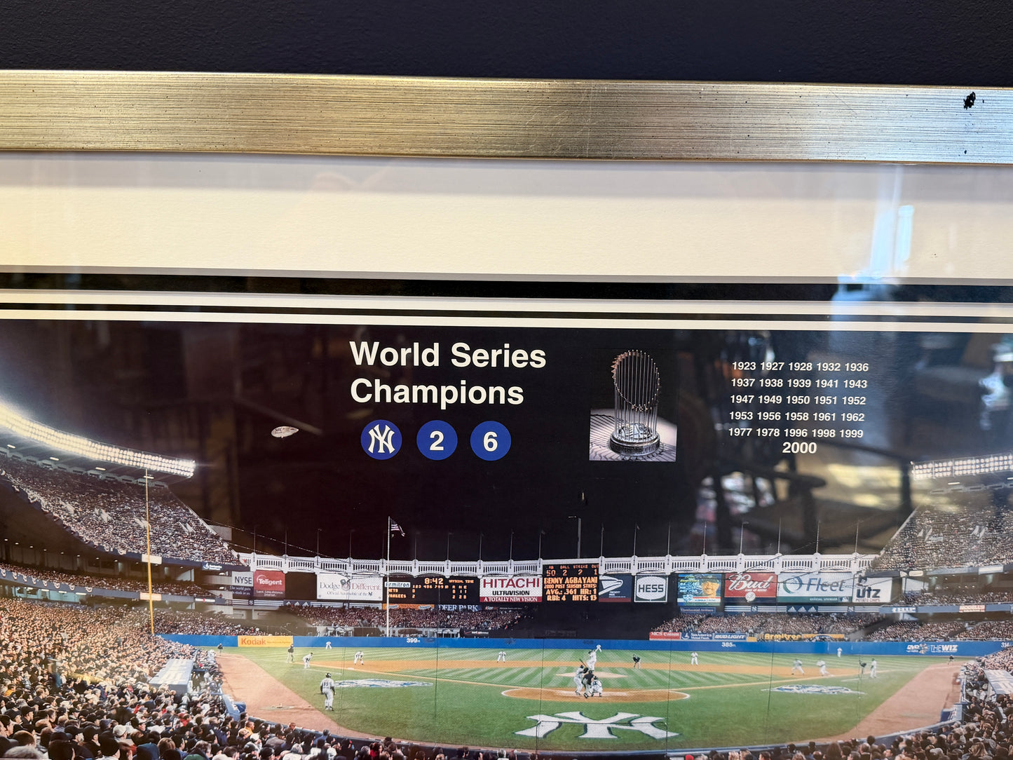 Rare Framed New York Yankees Signed Baseball Bat 2000 World Series