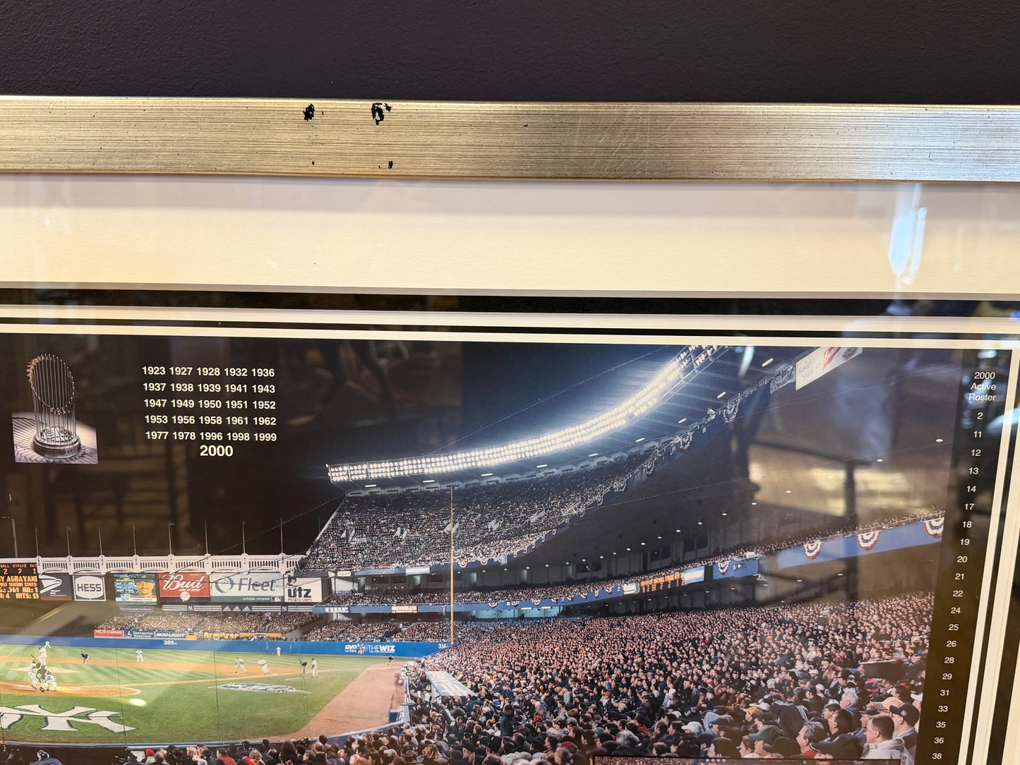 Rare Framed New York Yankees Signed Baseball Bat 2000 World Series