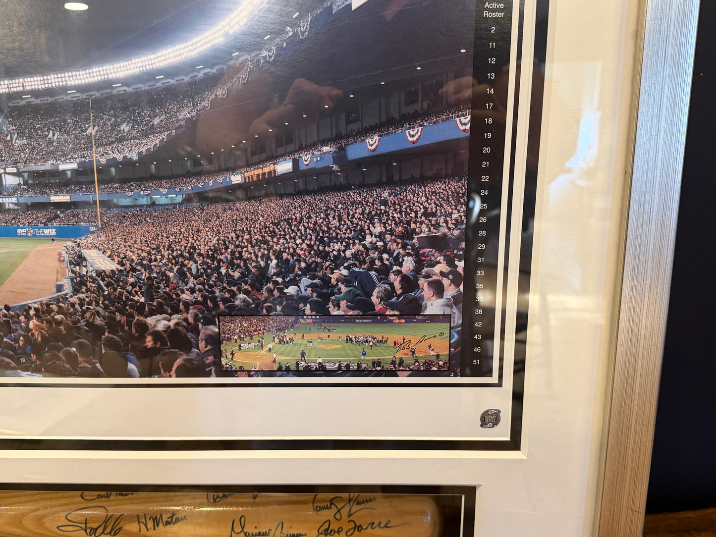 Rare Framed New York Yankees Signed Baseball Bat 2000 World Series