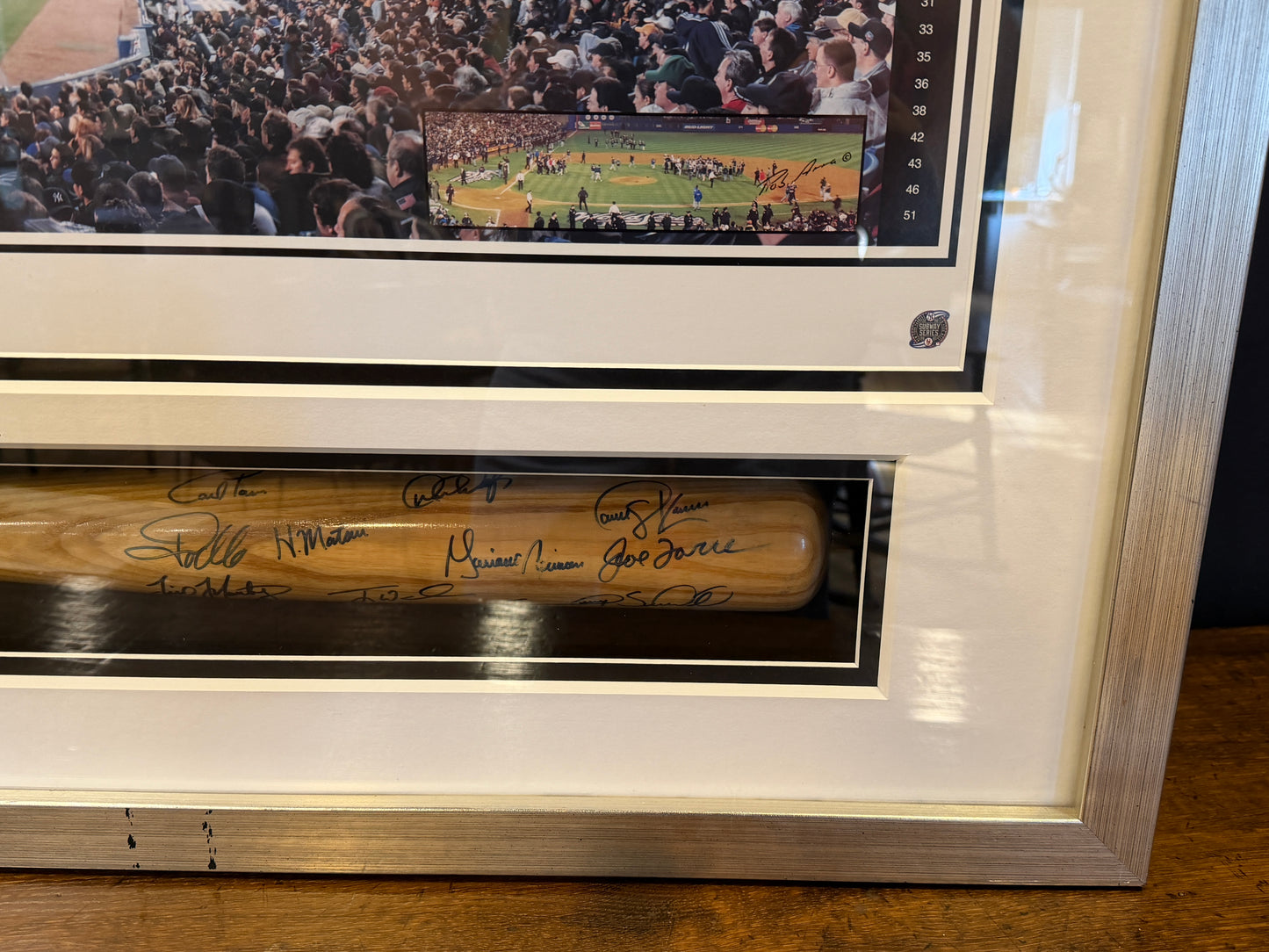 Rare Framed New York Yankees Signed Baseball Bat 2000 World Series