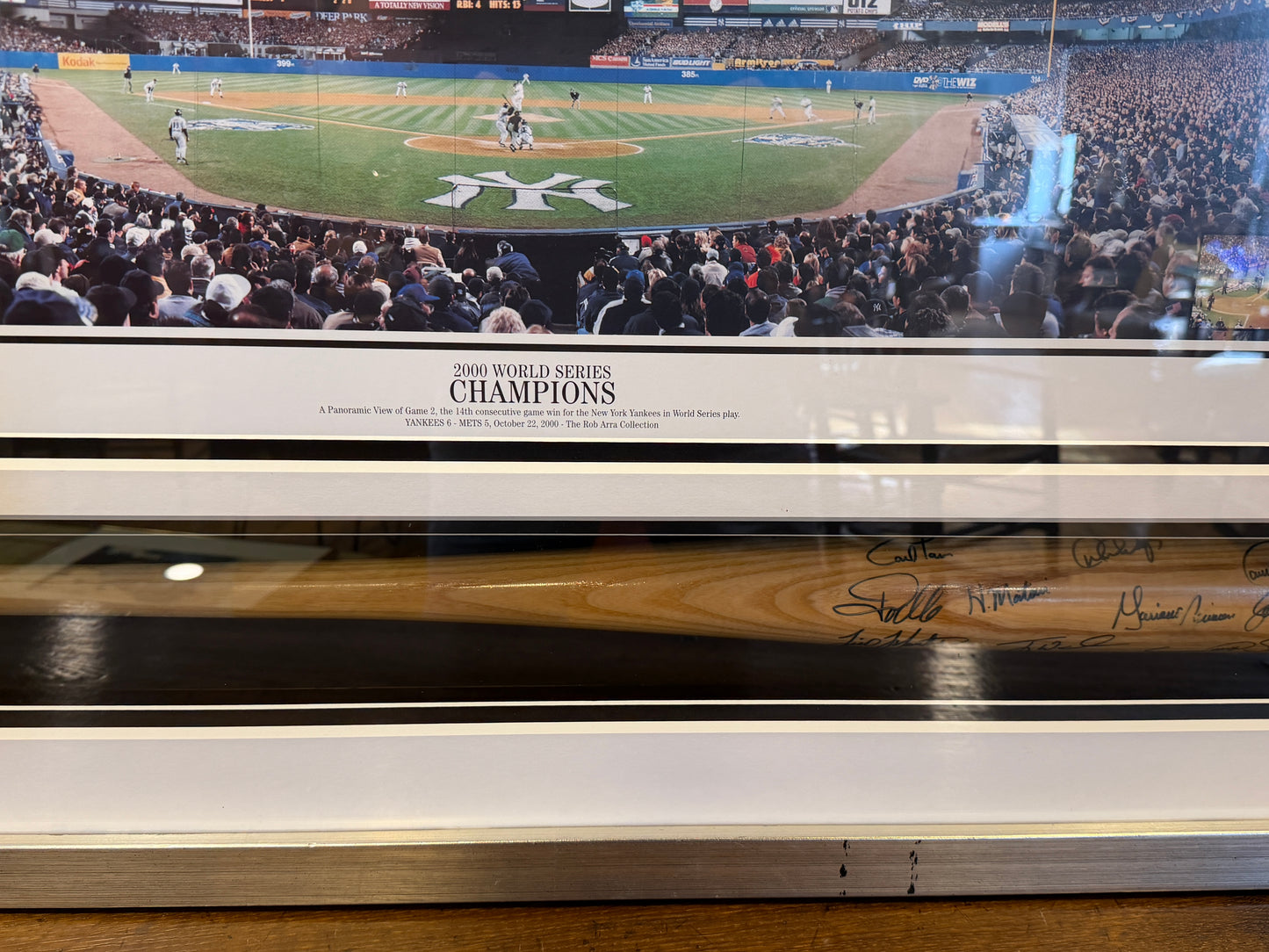 Rare Framed New York Yankees Signed Baseball Bat 2000 World Series