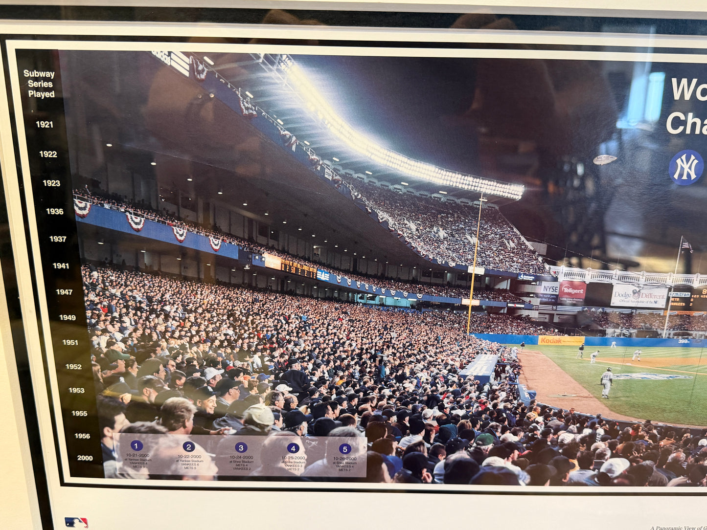 Rare Framed New York Yankees Signed Baseball Bat 2000 World Series