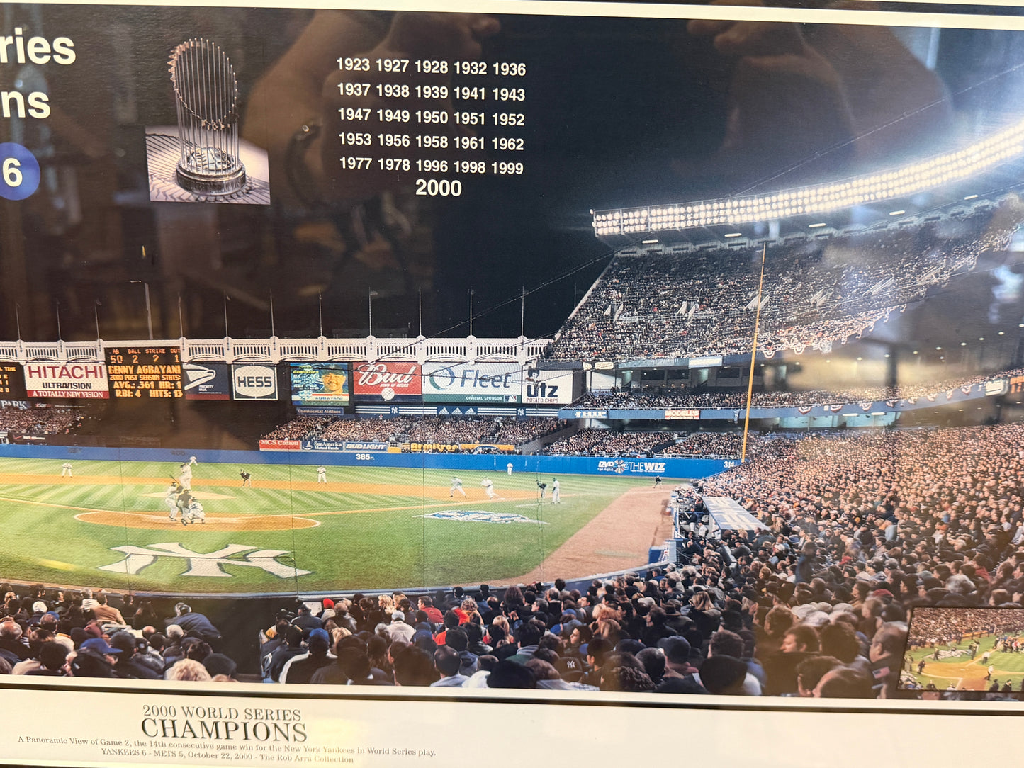Rare Framed New York Yankees Signed Baseball Bat 2000 World Series