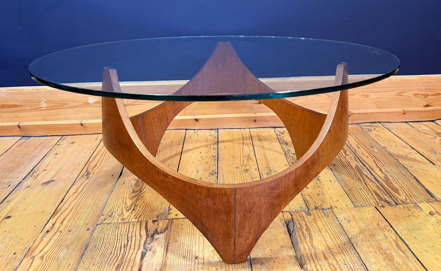 Superb Mid Century Teak & Glass Biomorphic Coffee Table by Henry P Glass c1960's