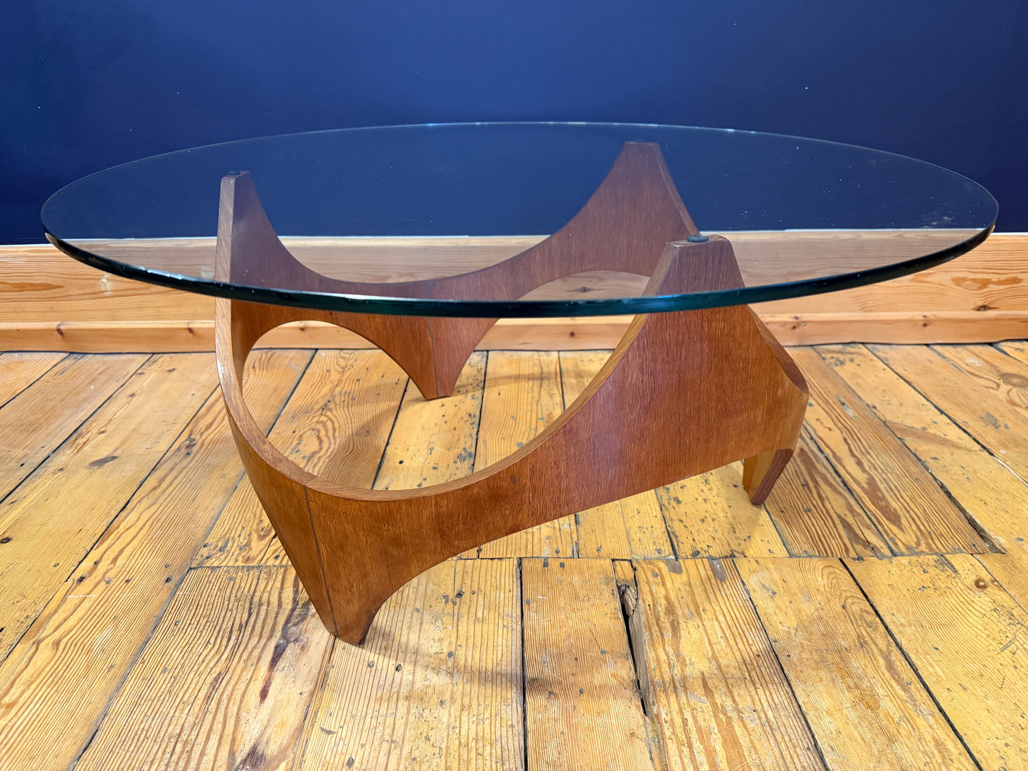 Superb Mid Century Teak & Glass Biomorphic Coffee Table by Henry P Glass c1960's