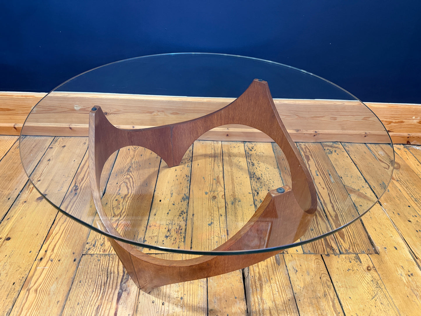 Superb Mid Century Teak & Glass Biomorphic Coffee Table by Henry P Glass c1960's
