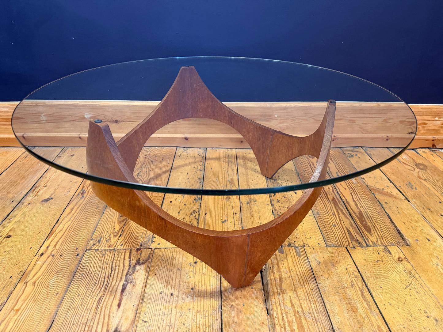 Superb Mid Century Teak & Glass Biomorphic Coffee Table by Henry P Glass c1960's