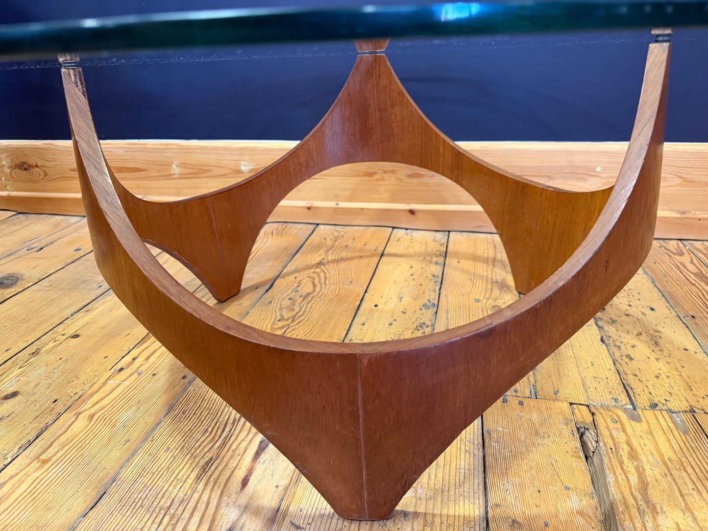 Superb Mid Century Teak & Glass Biomorphic Coffee Table by Henry P Glass c1960's