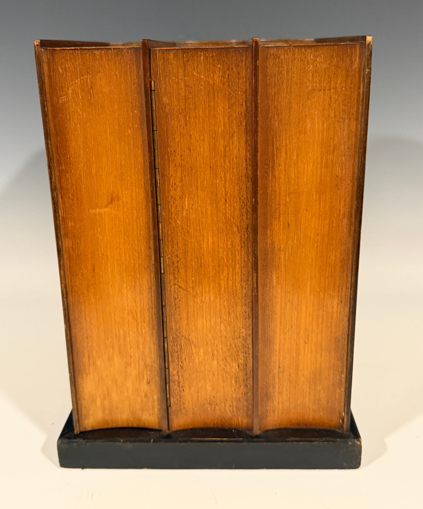 Rare Antique Smokers Cabinet Pipe Rack Burr Inlaid Walnut Faux Books Dunhill?