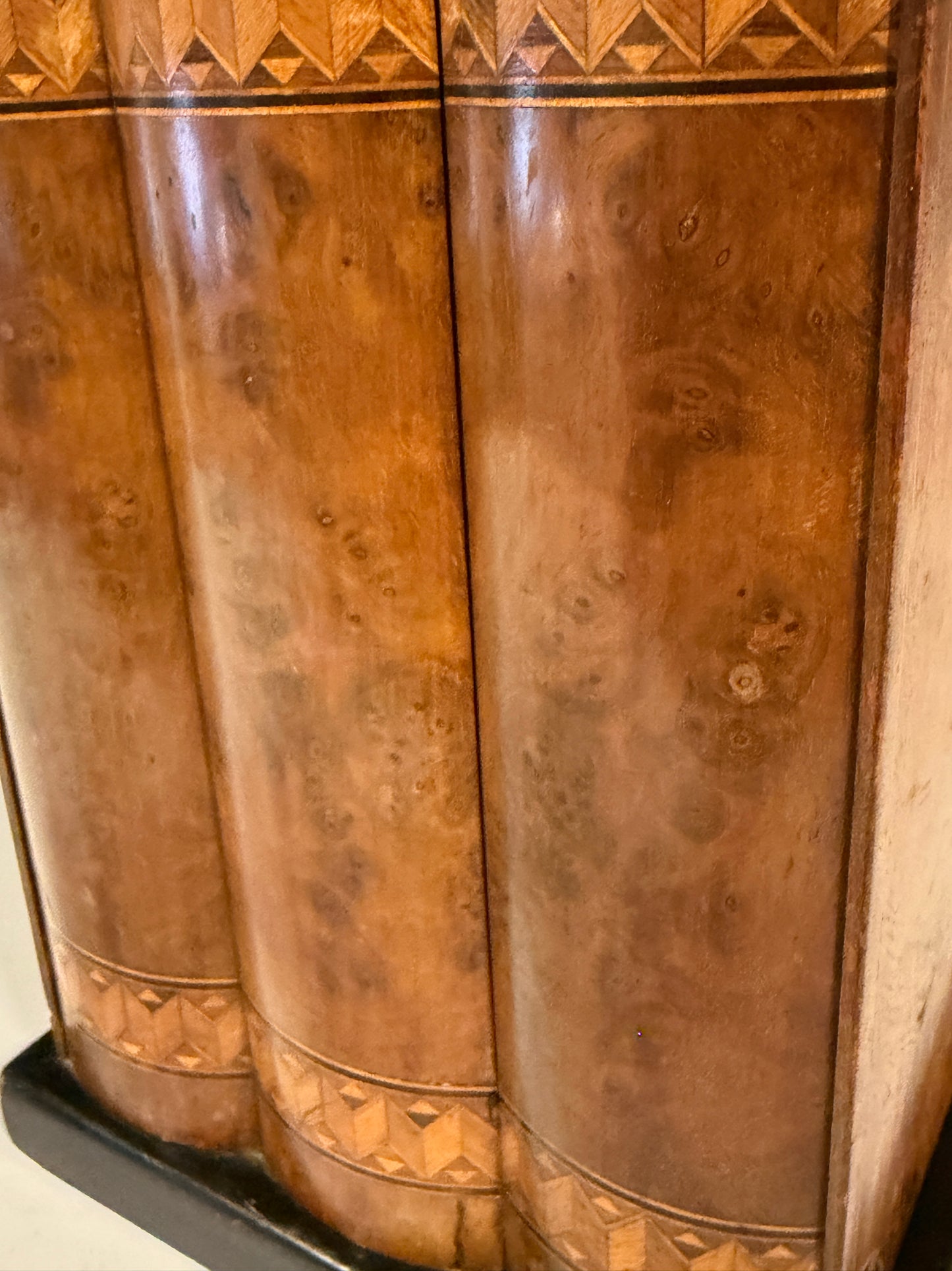 Rare Antique Smokers Cabinet Pipe Rack Burr Inlaid Walnut Faux Books Dunhill?