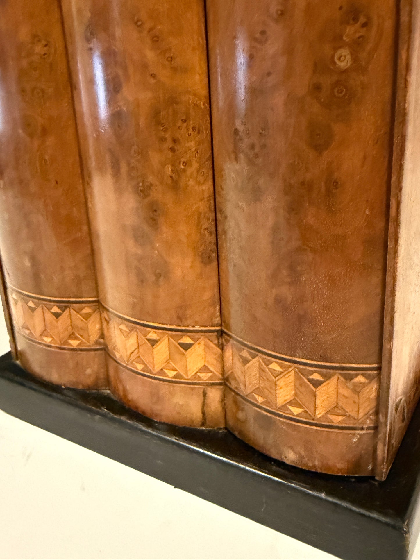 Rare Antique Smokers Cabinet Pipe Rack Burr Inlaid Walnut Faux Books Dunhill?
