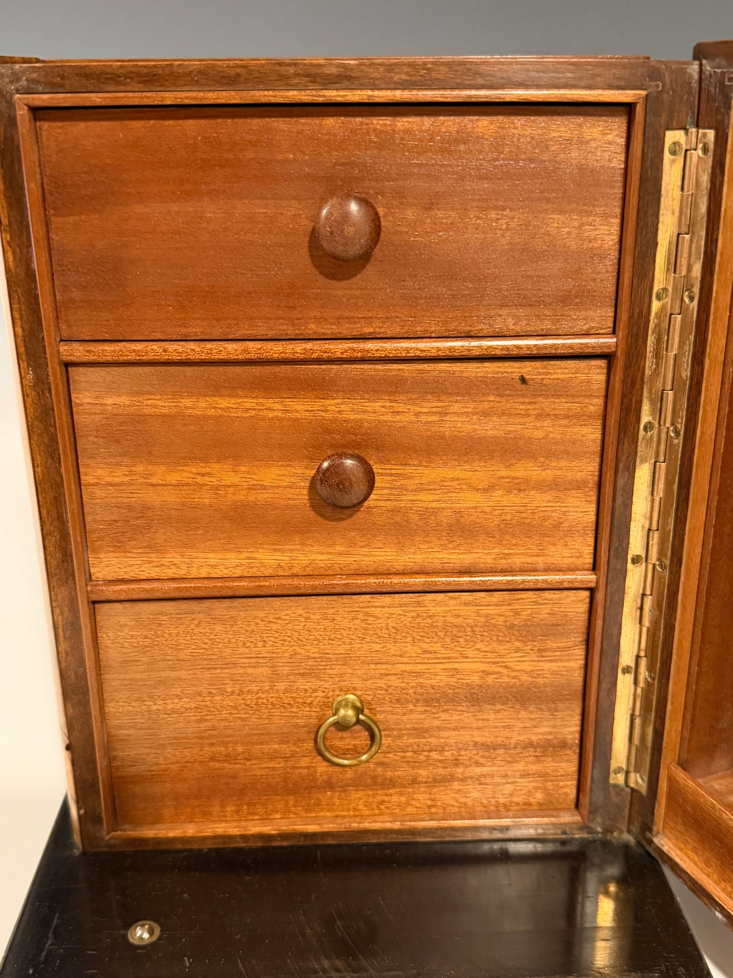 Rare Antique Smokers Cabinet Pipe Rack Burr Inlaid Walnut Faux Books Dunhill?