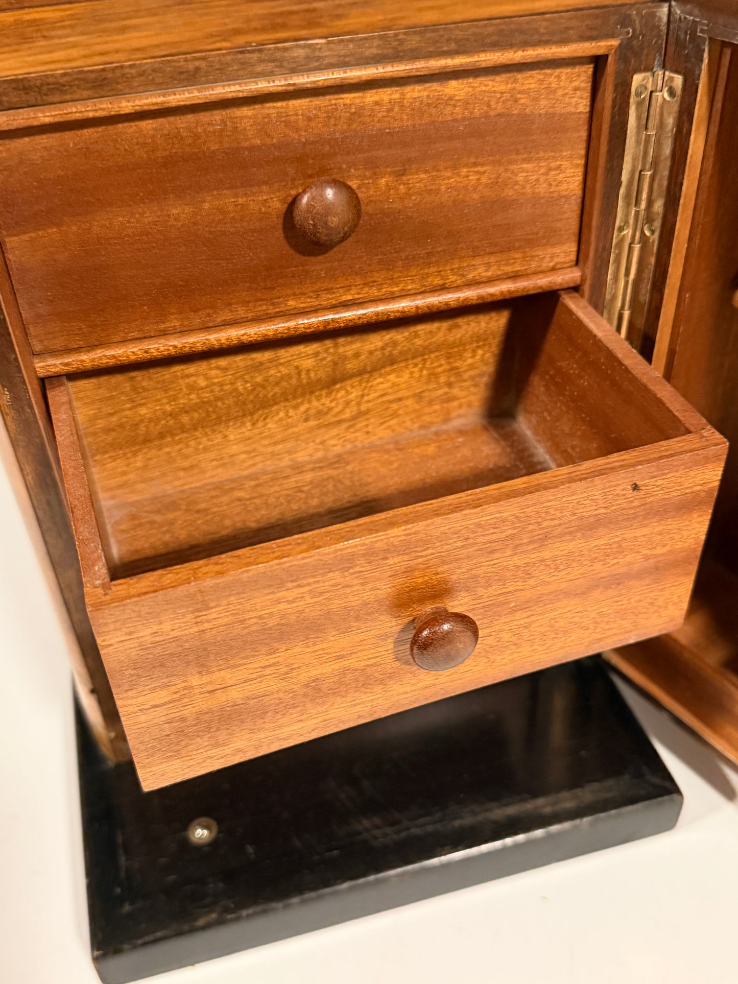 Rare Antique Smokers Cabinet Pipe Rack Burr Inlaid Walnut Faux Books Dunhill?