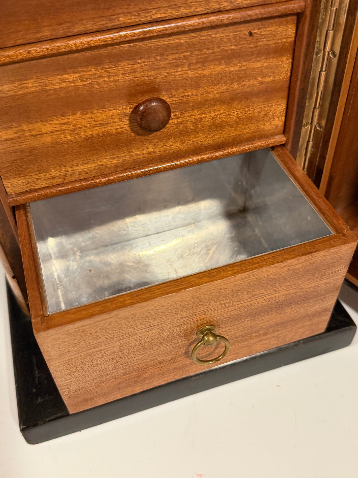 Rare Antique Smokers Cabinet Pipe Rack Burr Inlaid Walnut Faux Books Dunhill?