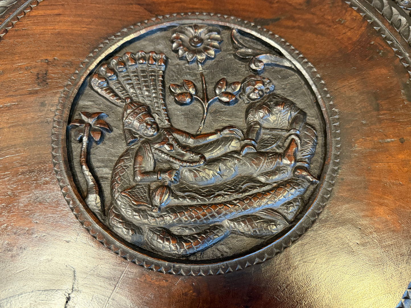 Stunning Antique Carved Anglo Indian Carved Elephant Centre / Coffee Table c1890