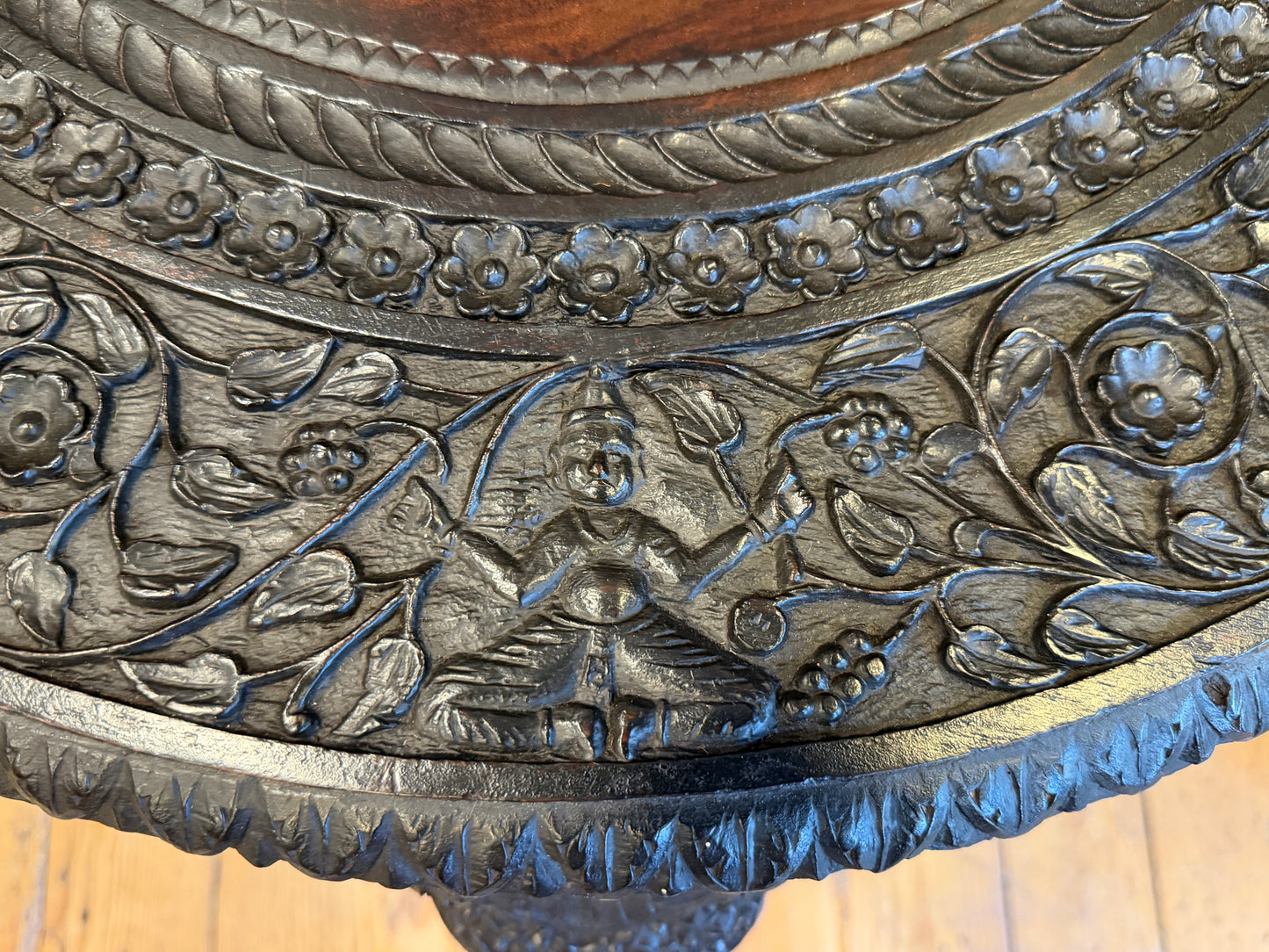 Stunning Antique Carved Anglo Indian Carved Elephant Centre / Coffee Table c1890